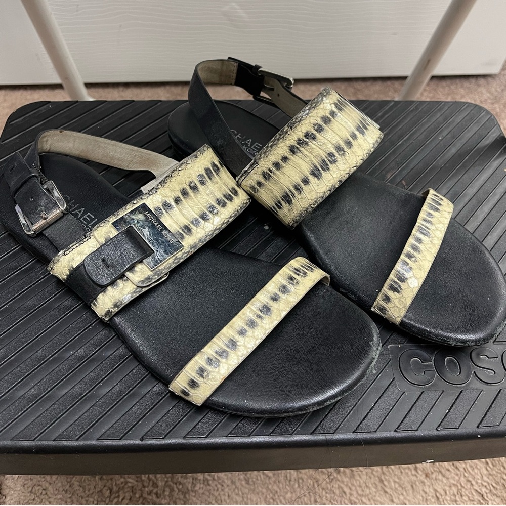 Michael Kors Black and Cream Sandals